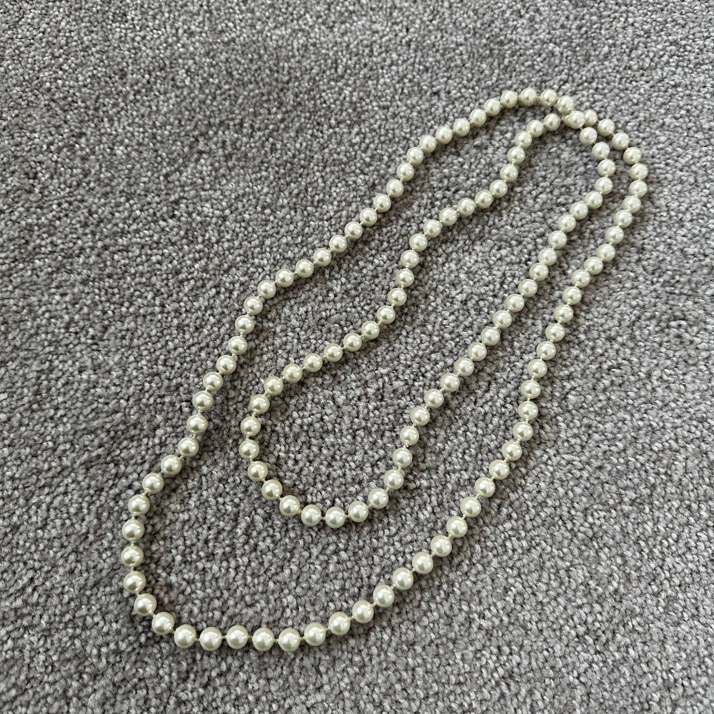 Vintage Pearl Strand Necklace 48"